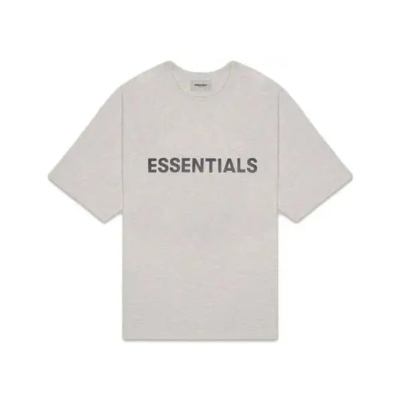 Fear of God Essentials Boxy T-Shirt Applique Logo Heather Oatmeal - cosignau